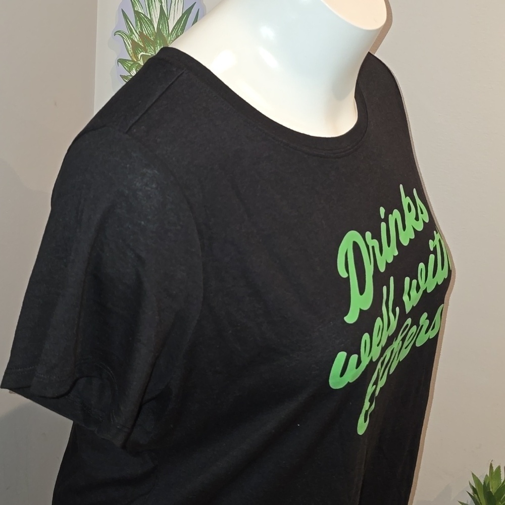 Torrid - "Drinks Well with Others" Classic Fit Signature Jersey Tee, Deep Black  - Picture 7 of 14